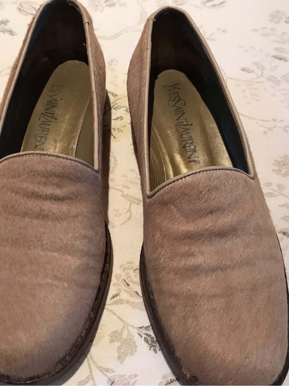 Yves Saint Laurent  Tan  Slip-On Loafers